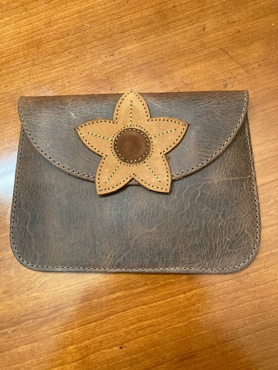 Heathers Accessories - Leather Flower Card Wallet Brown By Heathers